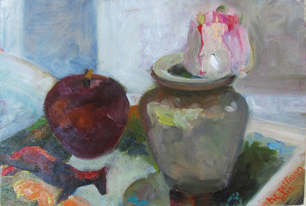 Apple, Rose and Horse<br />oil on wood