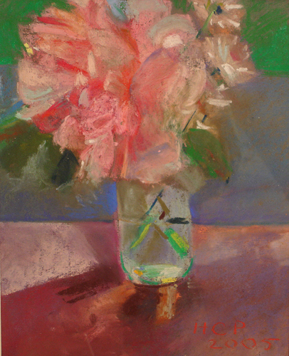 Peonies in a Jar<br />pastel on paper<br />12 x 15 inches